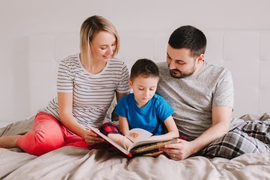 Family sitting together reading